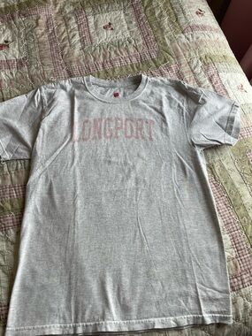 Hanes Gray Tee with Red Logo Tag